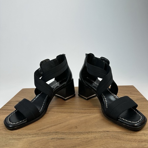 Womens Donald J Pliner Helen Black Leather Strappy Buckle Sandals Heels Size 6 M - Picture 5 of 8